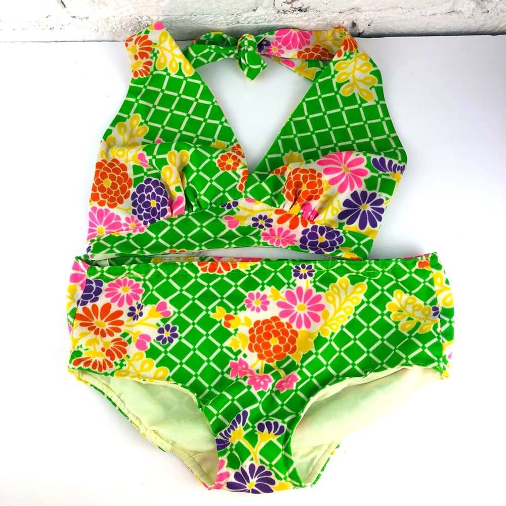 Vintage 70’s Flower Power Bikini Swimsuit